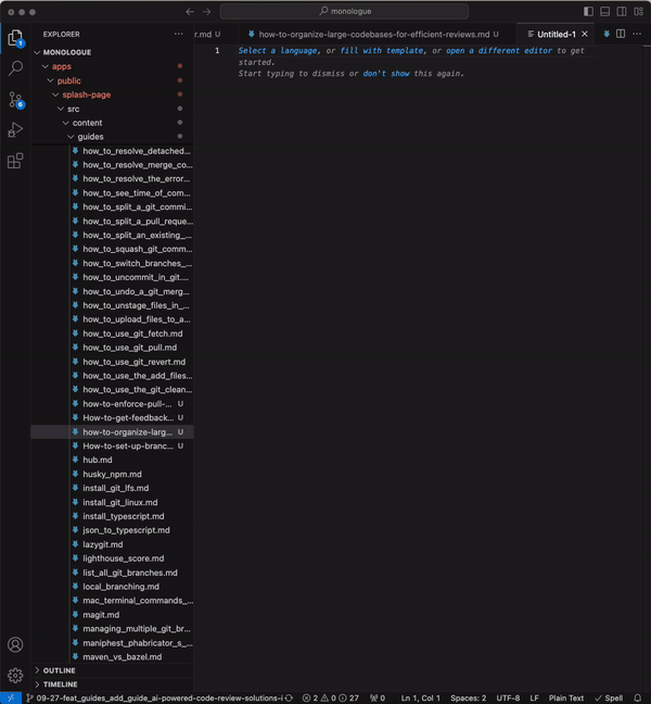 Create new branch in VS Code