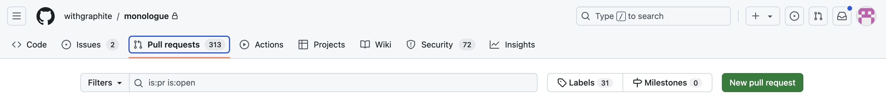 screenshot of search filter